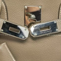 Hermes Etoupe Togo Leather Palladium Finished Shoulder Birkin JPG 42 Bag For Women -Deals Hermes Store luxury women hermes used handbags p684213 011