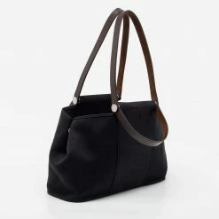 Hermes Hermès Black/Chocolat Canvas And Leather Cabag Elan Tote For Women 19 Hermes Hermès Black/Chocolat Canvas And Leather Cabag Elan Tote For Women -Deals Hermes Store luxury women hermes used handbags p684570 013