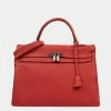 Hermes Pink Togo Leather Palladium Hardware Kelly 35 Retourne Bag For Women -Deals Hermes Store luxury women hermes used handbags p685195 002