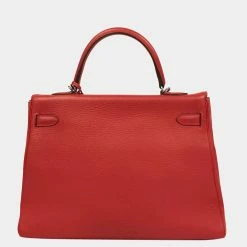 Hermes Pink Togo Leather Palladium Hardware Kelly 35 Retourne Bag For Women -Deals Hermes Store luxury women hermes used handbags p685195 006