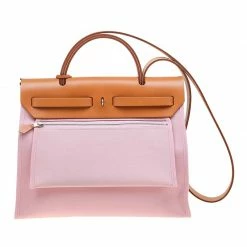 Hermes Pink Canvas Vacheta Leather Herbag Zip 31 Bag For Women -Deals Hermes Store luxury women hermes used handbags p68630 005