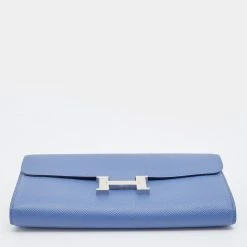 Hermes Blue Brighton Epsom Leather Constance Long Wallet For Women -Deals Hermes Store luxury women hermes used handbags p686406 001