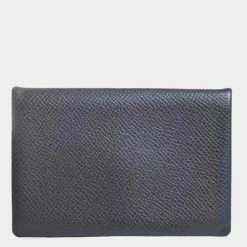 Hermes Vaux Epsom Calvi Card Case Black For Women