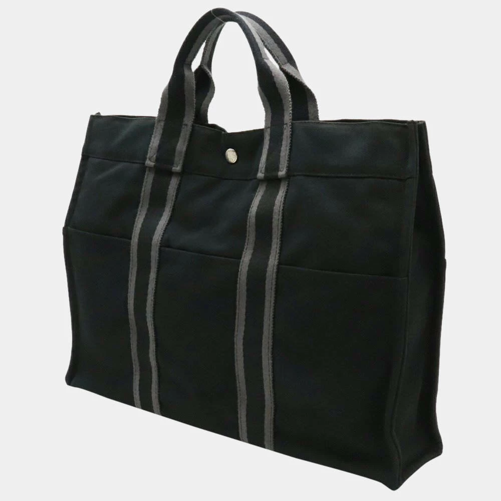 Hermes Four Tote MM Bag Handbag Canvas Black Gray For Women 4 Hermes Four Tote MM Bag Handbag Canvas Black Gray For Women - Image 2