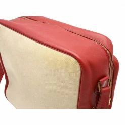 Hermes Victoria Shoulder Bag Toile H Taurillon Clemence Beige Red For Women -Deals Hermes Store luxury women hermes used handbags p686425 008