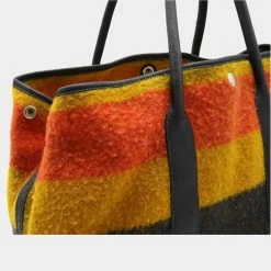 Hermes Garden PM Tote Bag Handbag Locabar Wool Leather Orange Multicolor Navy For Women -Deals Hermes Store luxury women hermes used handbags p686426 004