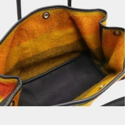 Hermes Garden PM Tote Bag Handbag Locabar Wool Leather Orange Multicolor Navy For Women -Deals Hermes Store luxury women hermes used handbags p686426 007