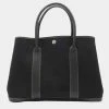 Hermes Garden PM Tote Bag Handbag Toile Officier Leather Black J Stamp 038587 For Women -Deals Hermes Store luxury women hermes used handbags p686430 001
