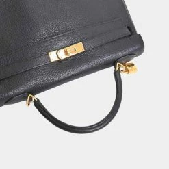 Hermes Taurillon Clemence Kelly 32 Handbag Black For Women -Deals Hermes Store luxury women hermes used handbags p686434 006