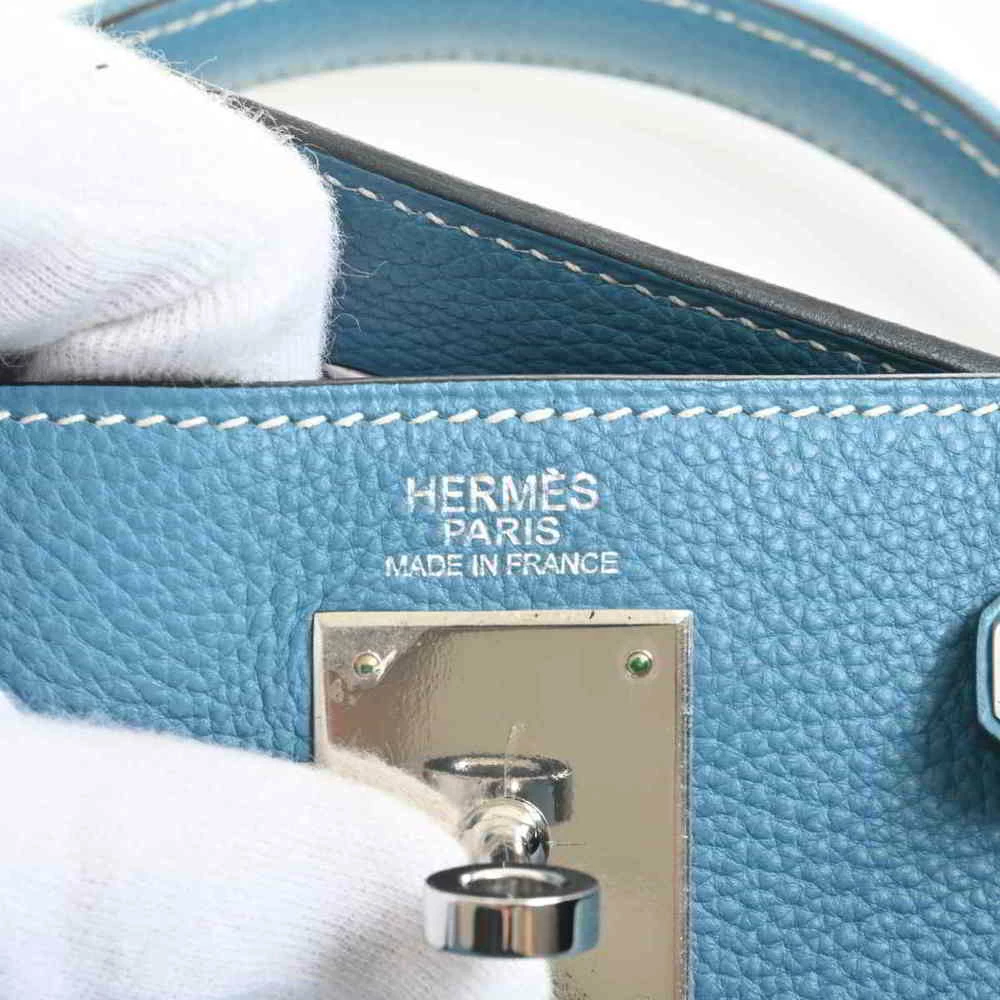 Hermes Togo Kelly 32 Handbag Light Blue For Women 6 Hermes Togo Kelly 32 Handbag Light Blue For Women - Image 4