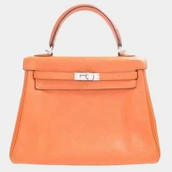 Hermes Vaux Swift Kelly 25 Handbag Orange For Women
