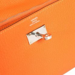 Hermes Orange Chevre Mysore Kelly Wallet With Palladium Hardware For Women -Deals Hermes Store luxury women hermes used handbags p686971 001