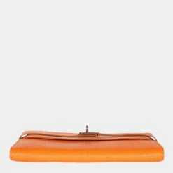 Hermes Orange Chevre Mysore Kelly Wallet With Palladium Hardware For Women -Deals Hermes Store luxury women hermes used handbags p686971 007