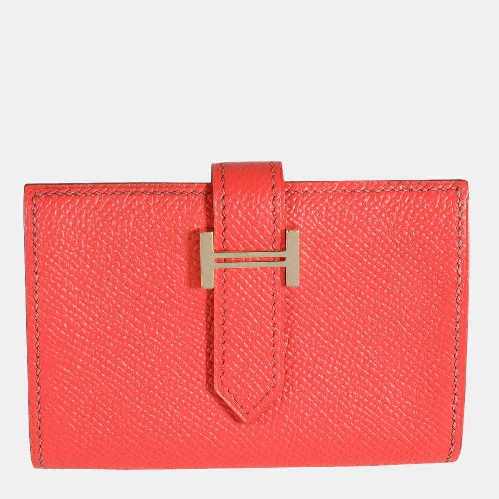 Hermes Rose Jaipur Epsom Mini Bearn Wallet GHW For Women 3 Hermes Rose Jaipur Epsom Mini Bearn Wallet GHW For Women