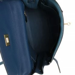 Hermes Verso Bleu Thalassa & Bleu Jean Clemence Retourne Kelly 32 GHW For Women -Deals Hermes Store luxury women hermes used handbags p686982 001