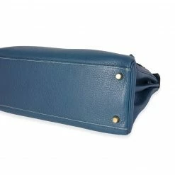 Hermes Verso Bleu Thalassa & Bleu Jean Clemence Retourne Kelly 32 GHW For Women -Deals Hermes Store luxury women hermes used handbags p686982 002