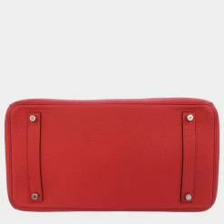 Hermes Rouge Casaque Taurillon Clemence Birkin 35 Bag For Women -Deals Hermes Store luxury women hermes used handbags p687194 004