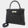Hermes Black Togo Leather Kelly 28 Bag For Women