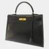 Hermes Black Box Calf Leather Kelly 35 Bag For Women -Deals Hermes Store luxury women hermes used handbags p687218 001
