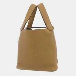 HERMES Picotin Lock Biscuit Taurillon Clemence Leather PM Bag For Women