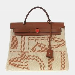 Hermes Beige/Brown Brides De Gala Toile H Herbag Zip 31 For Women