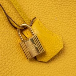 Hermes Jaune Togo Leather Gold Plated Birkin 40 Bag For Women -Deals Hermes Store luxury women hermes used handbags p690135 008