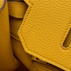 Hermes Jaune Togo Leather Gold Plated Birkin 40 Bag For Women -Deals Hermes Store luxury women hermes used handbags p690135 021