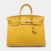 Hermes Jaune Togo Leather Gold Plated Birkin 40 Bag For Women -Deals Hermes Store luxury women hermes used handbags p690135 030