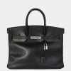 Hermes Hermès Black Ardennes Birkin 35 PHW For Women