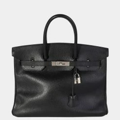 Hermes Hermès Black Ardennes Birkin 35 PHW For Women