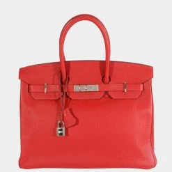 Hermes Hermès Rouge Casaque Togo Birkin 35 PHW For Women