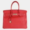 Hermes Hermès Rouge Casaque Epsom Birkin 35 PHW For Women -Deals Hermes Store luxury women hermes used handbags p690973 001