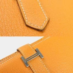Hermes Bi-Fold Long Wallet Bean Soufflé Mutard Chevre Misor Women's For Women -Deals Hermes Store luxury women hermes used handbags p691154 004