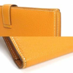 Hermes Bi-Fold Long Wallet Bean Soufflé Mutard Chevre Misor Women's For Women -Deals Hermes Store luxury women hermes used handbags p691154 005