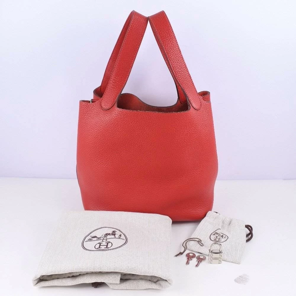 Hermes Picotin Lock MM 22 Taurillon Clemence Rouge Casak Red O Women's Handbag For Women 10 Hermes Picotin Lock MM 22 Taurillon Clemence Rouge Casak Red O Women's Handbag For Women - Image 8