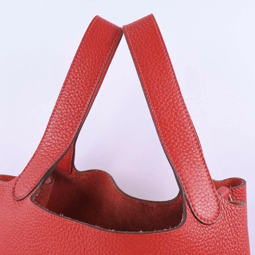 Hermes Picotin Lock MM 22 Taurillon Clemence Rouge Casak Red O Women's Handbag For Women 6 Hermes Picotin Lock MM 22 Taurillon Clemence Rouge Casak Red O Women's Handbag For Women - Image 4