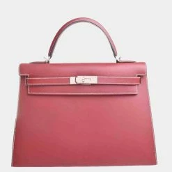 Hermes Vauchamonix Kelly 32 Handbag Bordeaux For Women