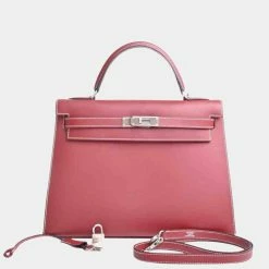 Hermes Vauchamonix Kelly 32 Handbag Bordeaux For Women -Deals Hermes Store luxury women hermes used handbags p691164 002