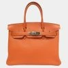 Hermes Birkin 30 Tote Bag Orange/S Hardware Togo For Women
