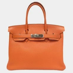 Hermes Birkin 30 Tote Bag Orange/S Hardware Togo For Women