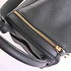 Hermes Taurillon Clemence Lindy 30 Shoulder Bag Black For Women -Deals Hermes Store luxury women hermes used handbags p691167 009