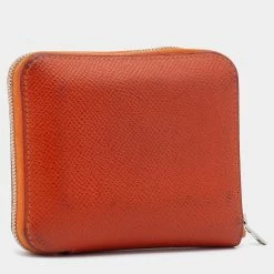 Hermes Orange Epsom Leather Silk'In Compact Wallet For Women 16 Hermes Orange Epsom Leather Silk'In Compact Wallet For Women -Deals Hermes Store luxury women hermes used handbags p691169 002