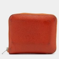 Hermes Orange Epsom Leather Silk'In Compact Wallet For Women 17 Hermes Orange Epsom Leather Silk'In Compact Wallet For Women -Deals Hermes Store luxury women hermes used handbags p691169 003