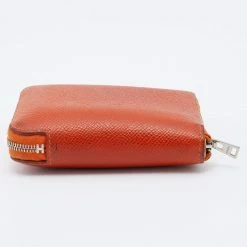 Hermes Orange Epsom Leather Silk'In Compact Wallet For Women 21 Hermes Orange Epsom Leather Silk'In Compact Wallet For Women -Deals Hermes Store luxury women hermes used handbags p691169 005
