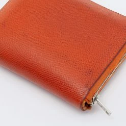 Hermes Orange Epsom Leather Silk'In Compact Wallet For Women 25 Hermes Orange Epsom Leather Silk'In Compact Wallet For Women -Deals Hermes Store luxury women hermes used handbags p691169 006