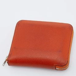 Hermes Orange Epsom Leather Silk'In Compact Wallet For Women 18 Hermes Orange Epsom Leather Silk'In Compact Wallet For Women -Deals Hermes Store luxury women hermes used handbags p691169 009