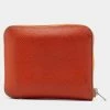 Hermes Orange Epsom Leather Silk'In Compact Wallet For Women -Deals Hermes Store luxury women hermes used handbags p691169 013