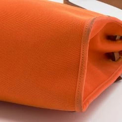 Hermes Orange/Natural Canvas And Leather Herbag Zip 31 Bag For Women -Deals Hermes Store luxury women hermes used handbags p691469 001