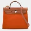 Hermes Orange/Natural Canvas And Leather Herbag Zip 31 Bag For Women -Deals Hermes Store luxury women hermes used handbags p691469 002