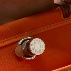 Hermes Orange/Natural Canvas And Leather Herbag Zip 31 Bag For Women -Deals Hermes Store luxury women hermes used handbags p691469 009